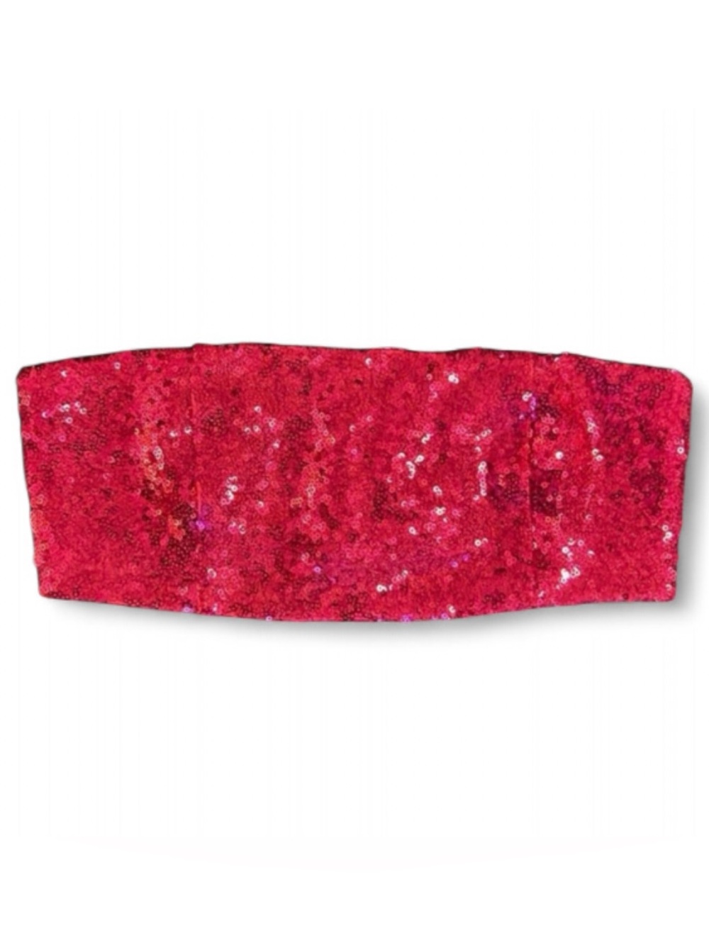 STAUD Sparkly Sequin Bandeau Top Strapless Tube Bra Top Bright Barbie Pink